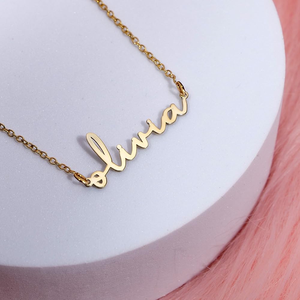 Custom Name Necklace for Women, Personalized Sterling Silver or Gold Pendant, Any Name or Word