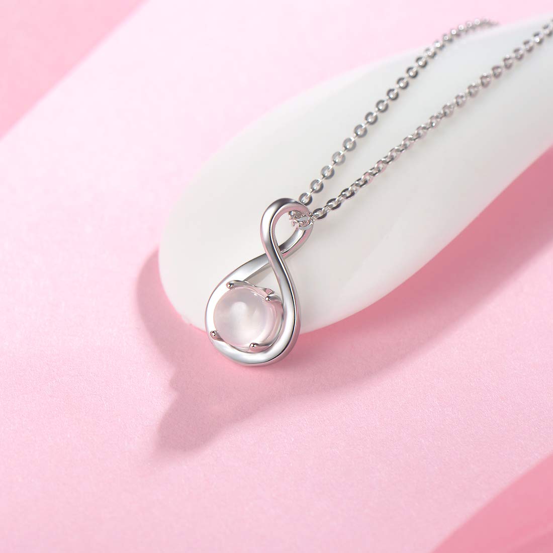 Sterling Silver Birthstone Infinity Pendant Necklace, Dainty 16"+2" Chain, Anniversary or Birthday Jewelry Gift for Women