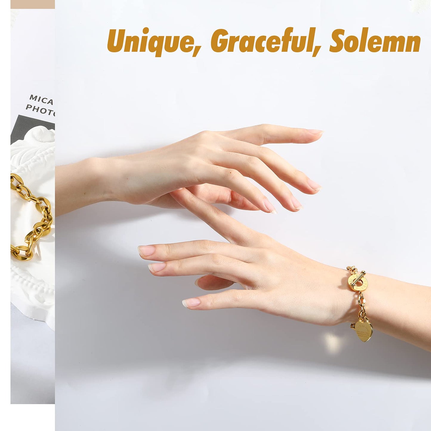 Sterling Silver Heart Clasp Snake Chain Bracelet, Compatible with Charms, Gift for Her with Gift Box