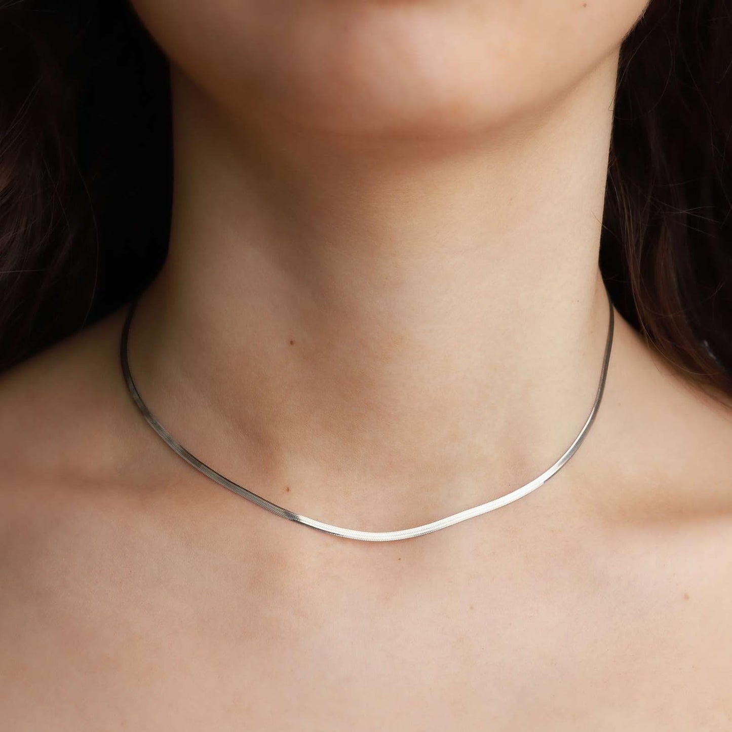 14K Gold or Silver Plated Snake Chain Herringbone Choker Necklace for Women, 1.5/3/5mm Wide, 14"/16" Length Jewelry Gift