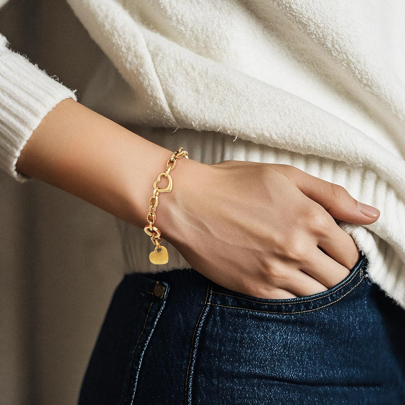 18K Gold Plated Four-Leaf Clover Lucky Bracelet for Women, White/Black/Red/Green Flower Link, Trendy Jewelry Gift