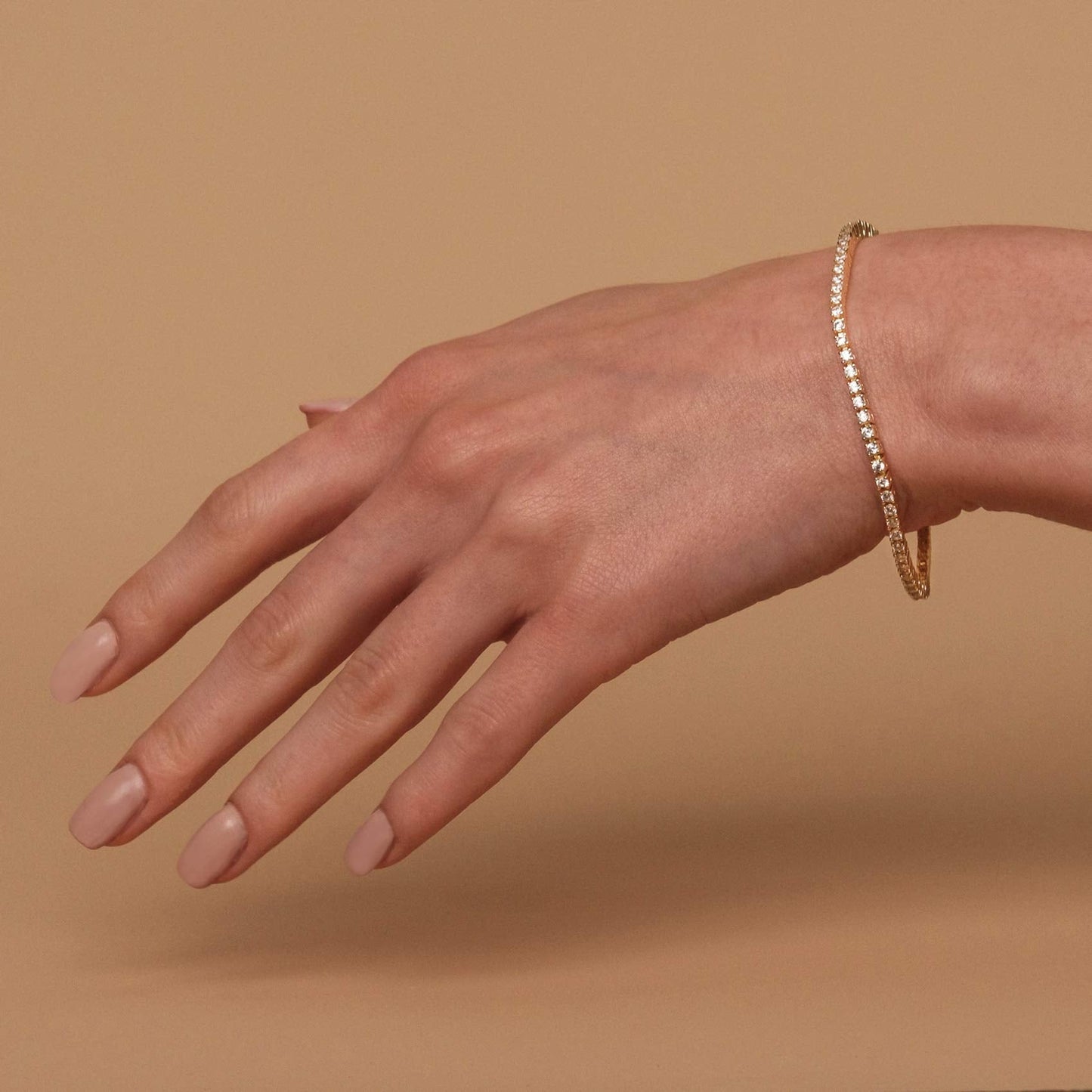 14K Gold Plated 4mm Cubic Zirconia Tennis Bracelet for Women, Classic Gold Bracelet, 6.5"-7.5"