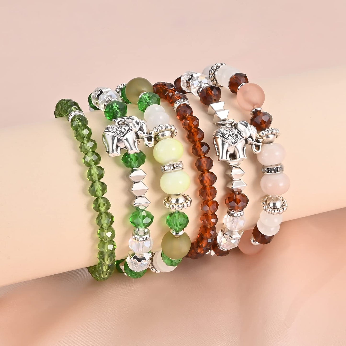 Handmade 6mm Semi-Precious Gemstone Round Bead Stretch Bracelet, 7" Unisex