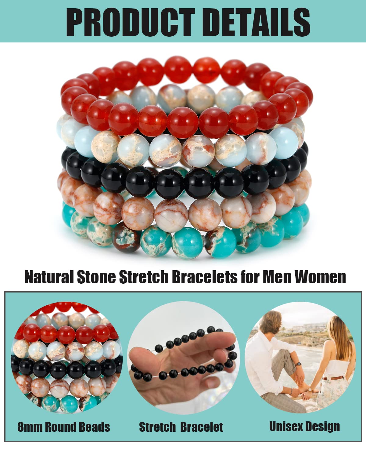 Handmade 10mm Dream Amethyst Gemstone Stretch Bracelet, Crystal Healing Reiki Jewelry for Third-Eye Energy, Unisex