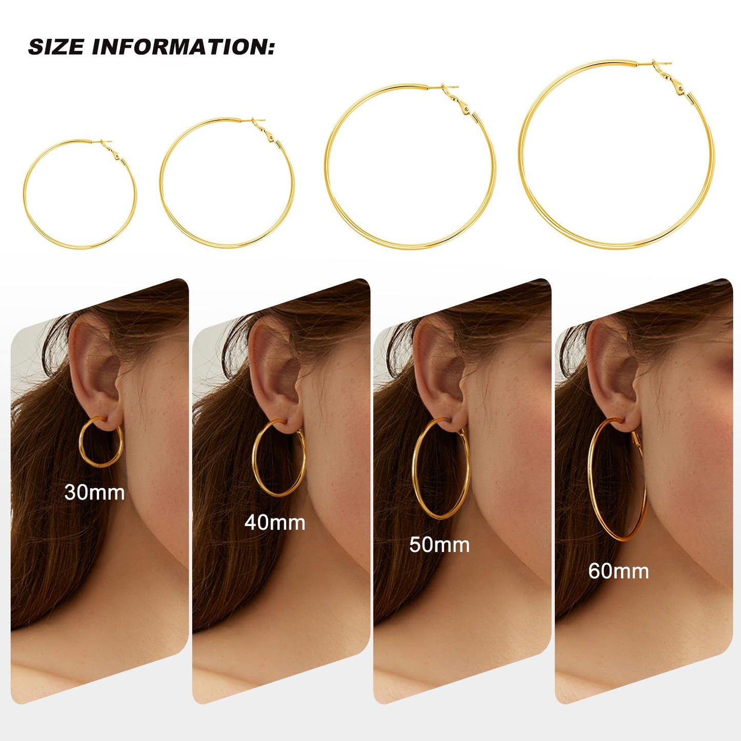 3 Pairs Gold Hoop Earrings Set for Women & Teens, Trendy Chunky & Dainty Huggie Hoops