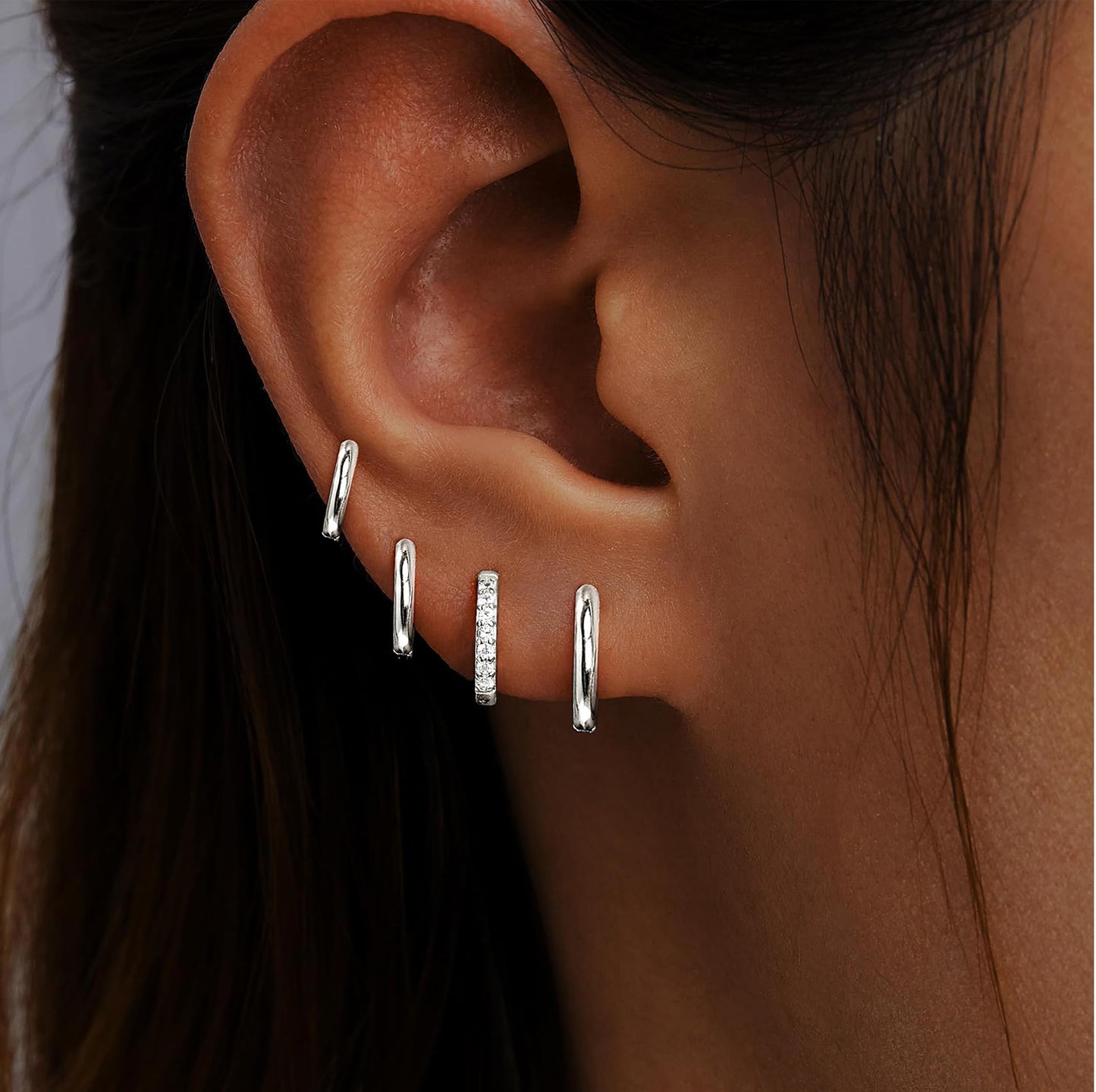 Small Gold Huggie Hoop Earrings Set for Women & Men, 14K Gold Plated Hypoallergenic Cartilage Hoops, Lightweight Dainty Jewelry Gift for Multiple Piercings