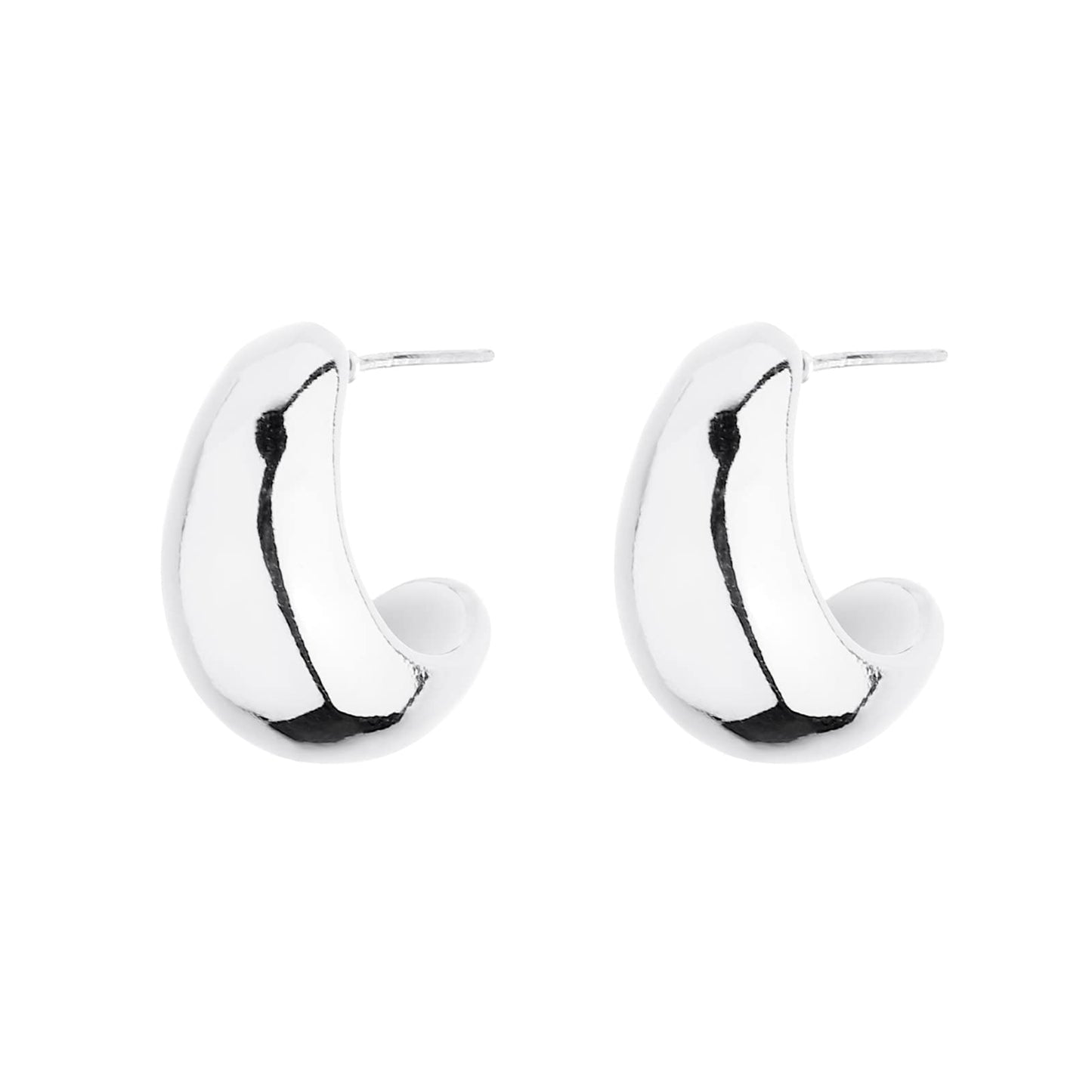 925 Sterling Silver Small Chunky Hoop Earrings for Women, Hypoallergenic Thick Huggie Hoops, Trendy Jewelry Gift
