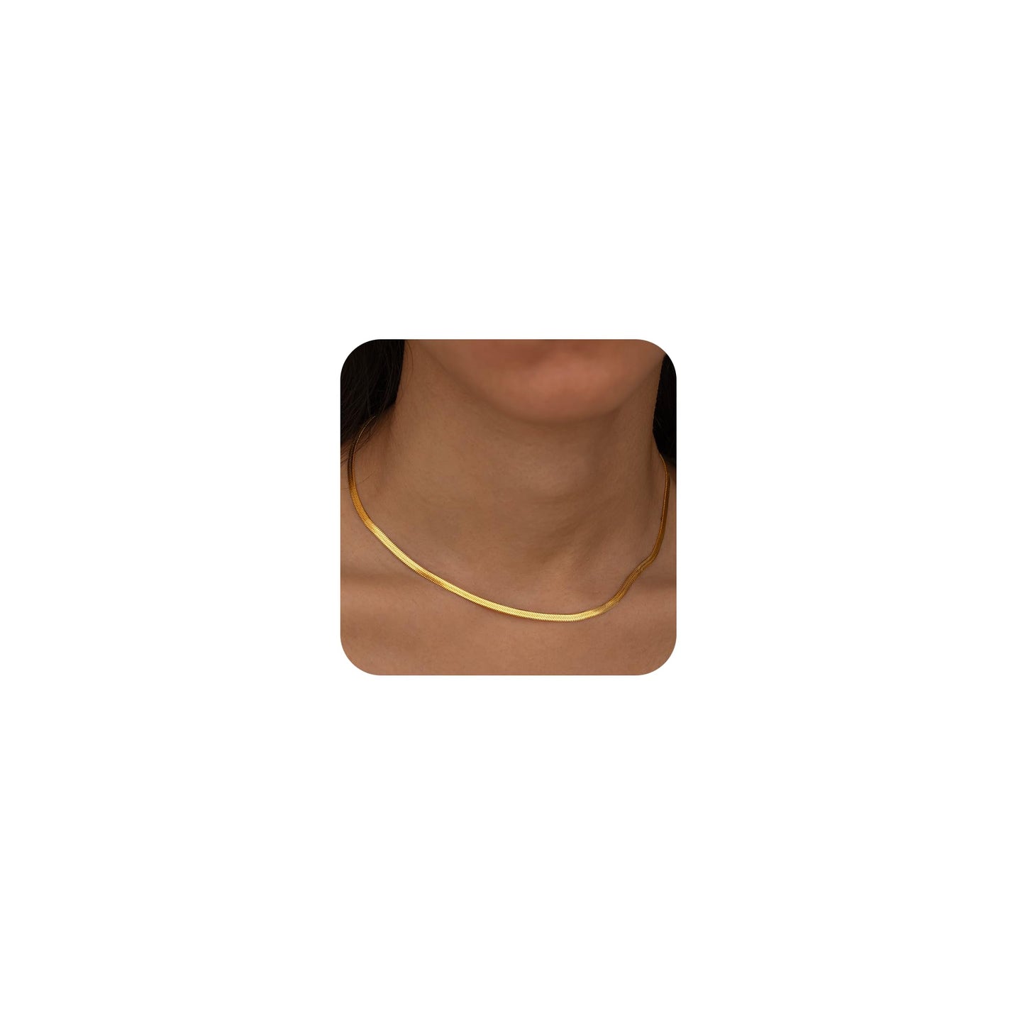 14K Gold or Silver Plated Snake Chain Herringbone Choker Necklace for Women, 1.5/3/5mm Wide, 14"/16" Length Jewelry Gift