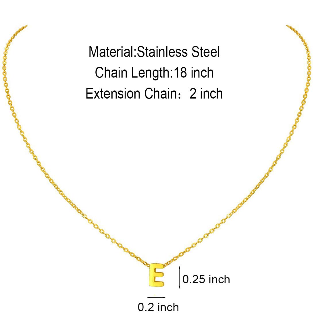 Personalized Tiny Initial Necklace, 18K Gold Plated Small Letter Pendant for Women