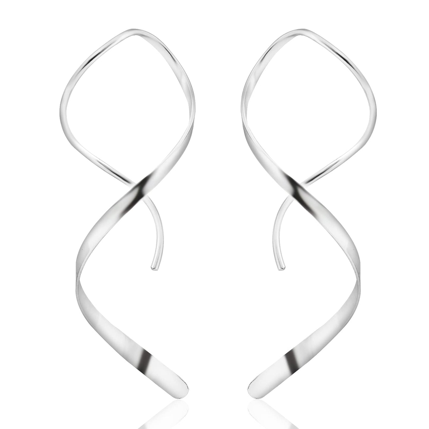 925 Sterling Silver Hoop Earrings with 7.5-8mm White Freshwater Cultured Pearl Dangle for Women