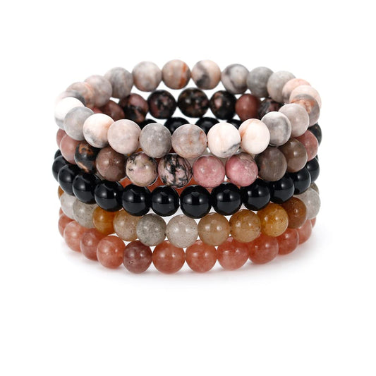 Cherry Tree Collection Gemstone Beaded Bracelets for Women and Men – 6mm Round Beads, Available in Small, Medium, and Large Sizes