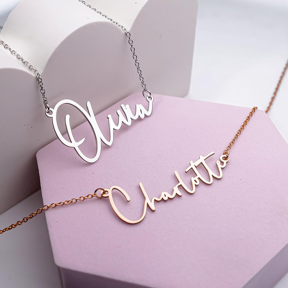 Personalized Name Necklace for Women, Custom Sterling Silver or Gold Pendant, Customized with Any Name or Word