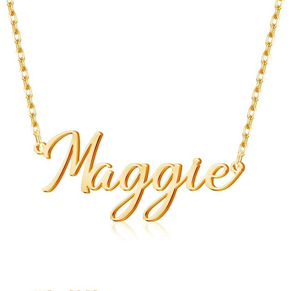 18K Gold Plated Personalized Name Necklace, Custom Name Pendant Jewelry Gift for Women