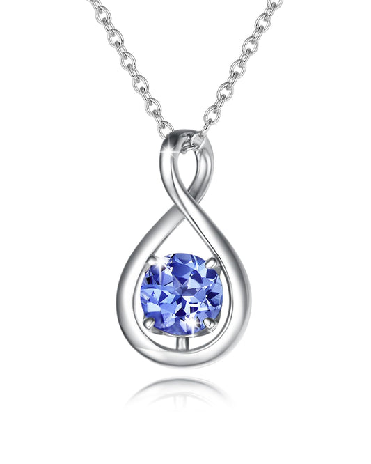 Sterling Silver Birthstone Infinity Pendant Necklace, Dainty 16"+2" Chain, Jewelry Gift for Women and Girls