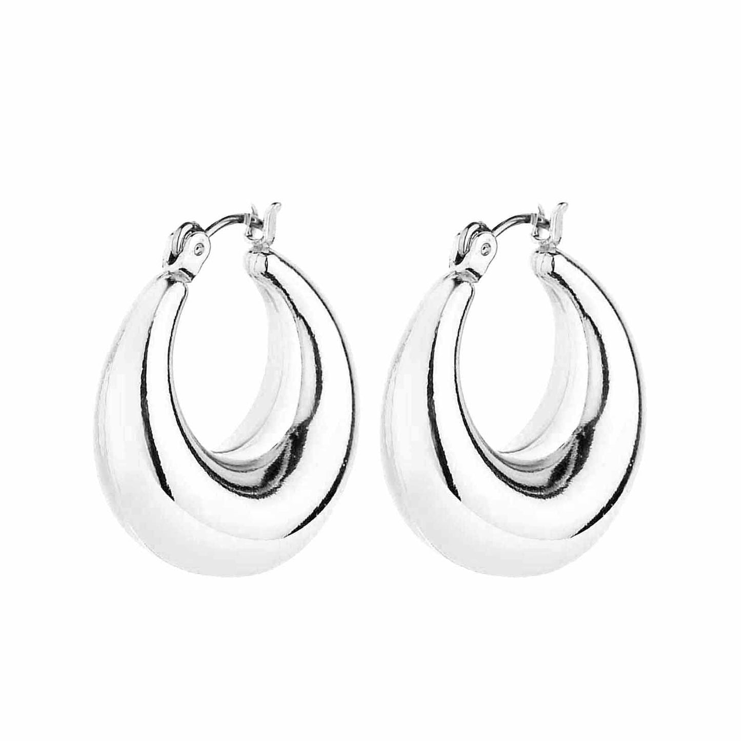925 Sterling Silver Small Chunky Hoop Earrings for Women, Hypoallergenic Thick Huggie Hoops, Trendy Jewelry Gift