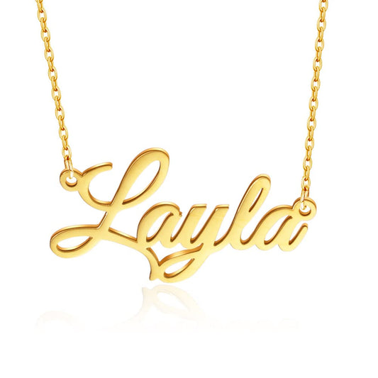 18K Gold Plated Personalized Name Necklace, Custom Name Plate Pendant Jewelry Gift for Women