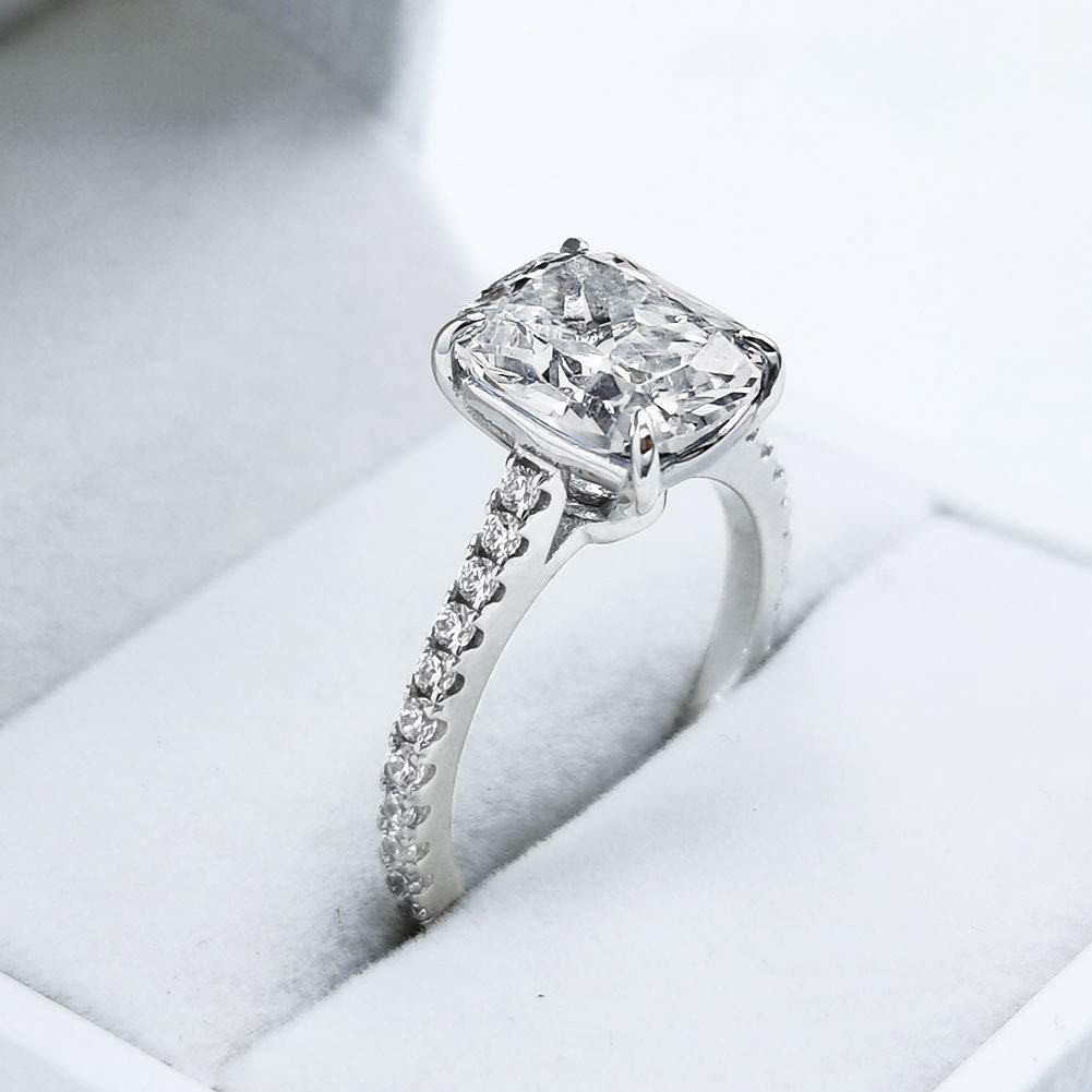18K White Gold Plated Cubic Zirconia Three-in-One Halo Wedding & Engagement Ring for Women