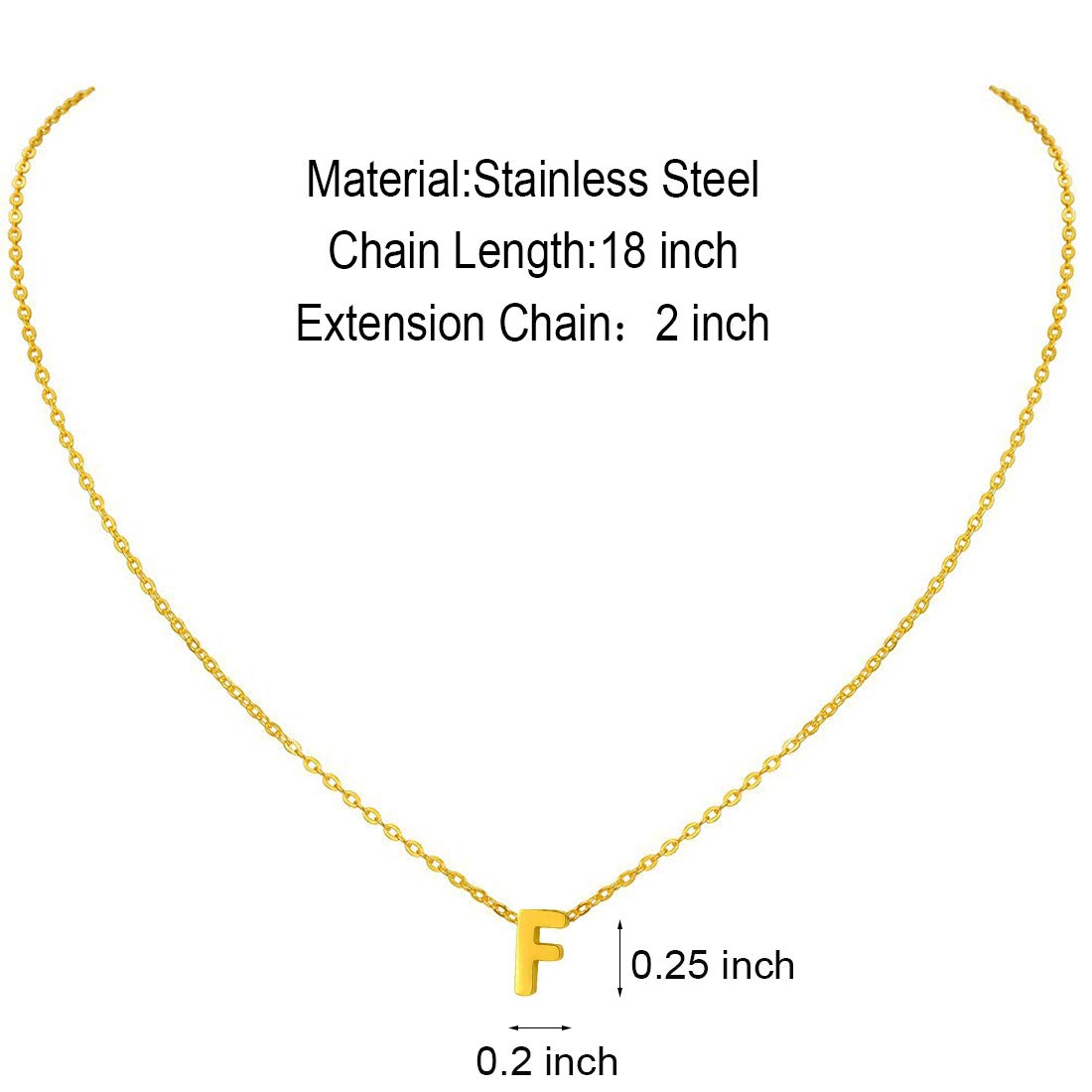 Tiny Initial Necklace for Women, 18K Gold Plated, Personalized Small Letter Pendant