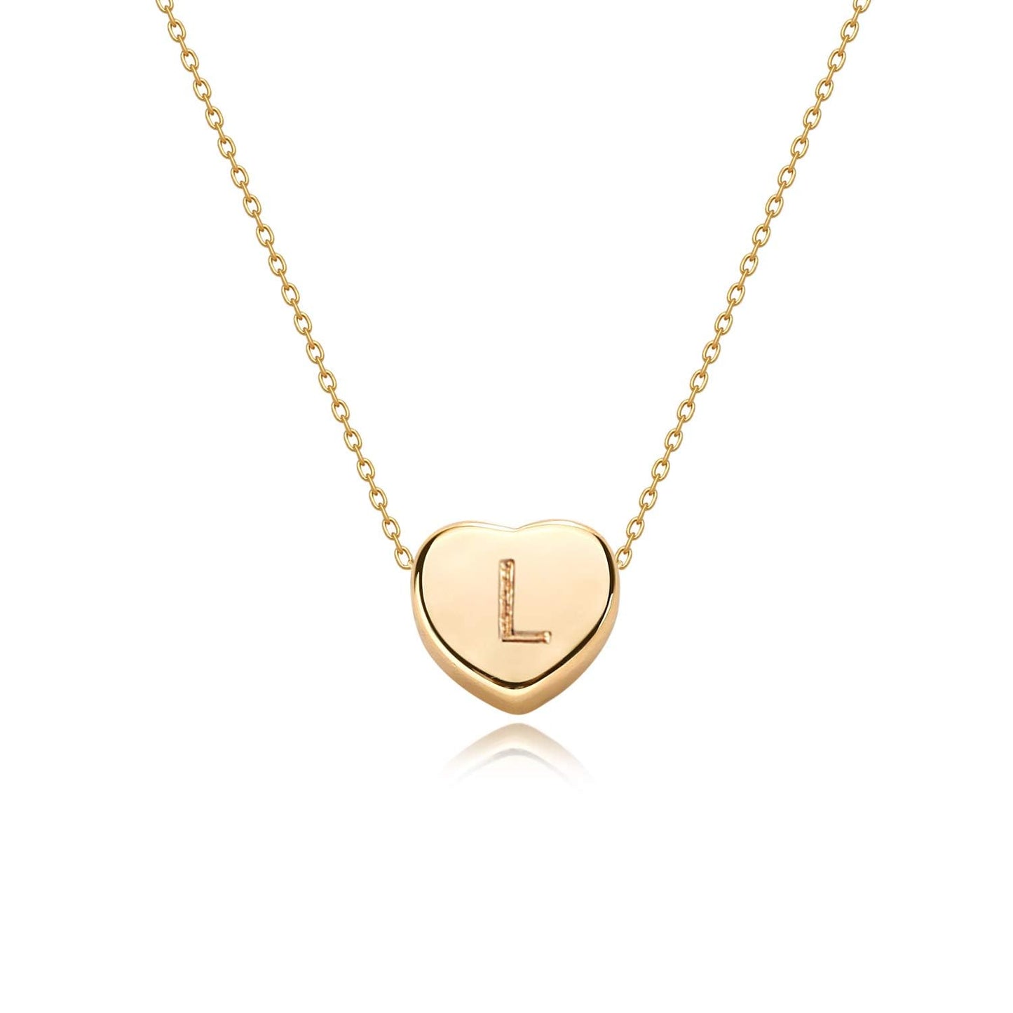 14K Gold Plated Initial Necklace for Women, Round A-Z Letter Monogram Pendant on Figaro Chain