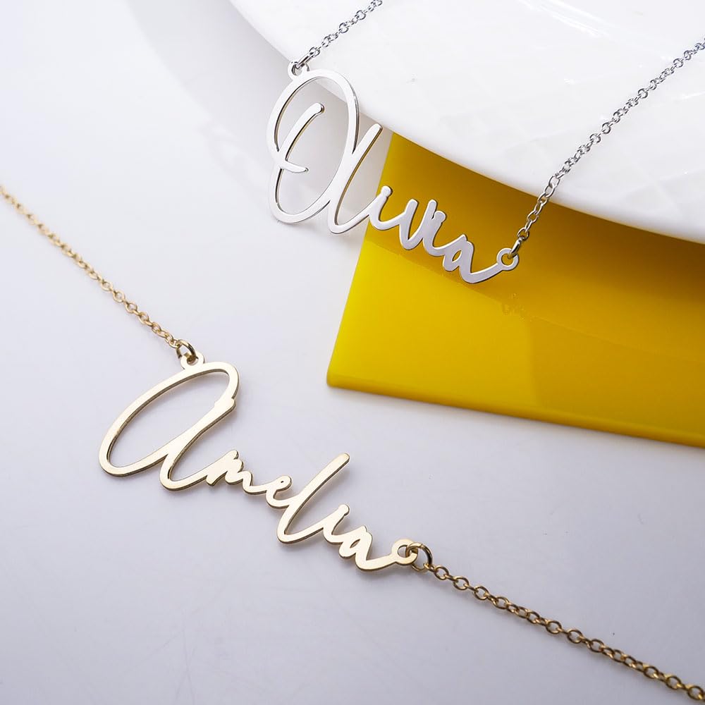 Personalized Name Necklace for Women, Custom Sterling Silver or Gold Pendant, Customized with Any Name or Word