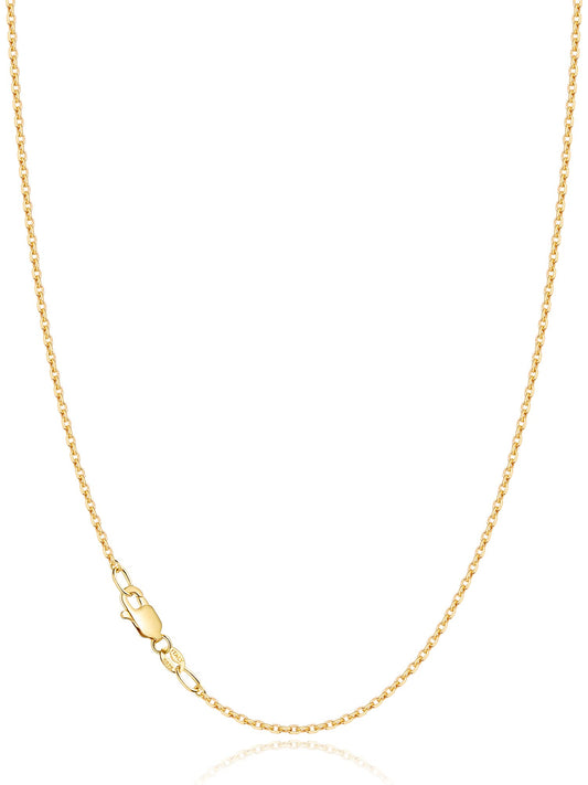 18K Gold Plated 925 Sterling Silver 1.1mm Cable Chain Necklace for Women, Thin Dainty Sturdy, 14"-24" Adjustable