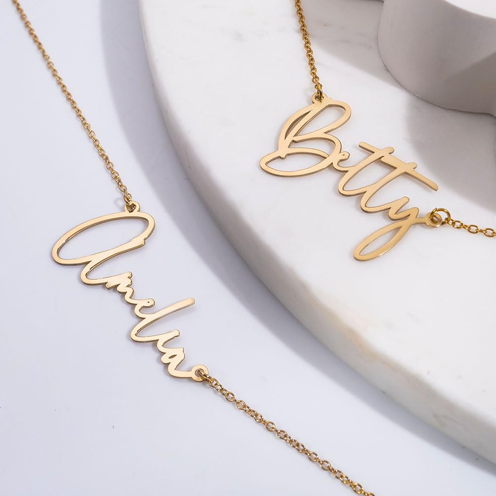 Personalized Name Necklace for Women, Custom Sterling Silver or Gold Pendant, Customized with Any Name or Word