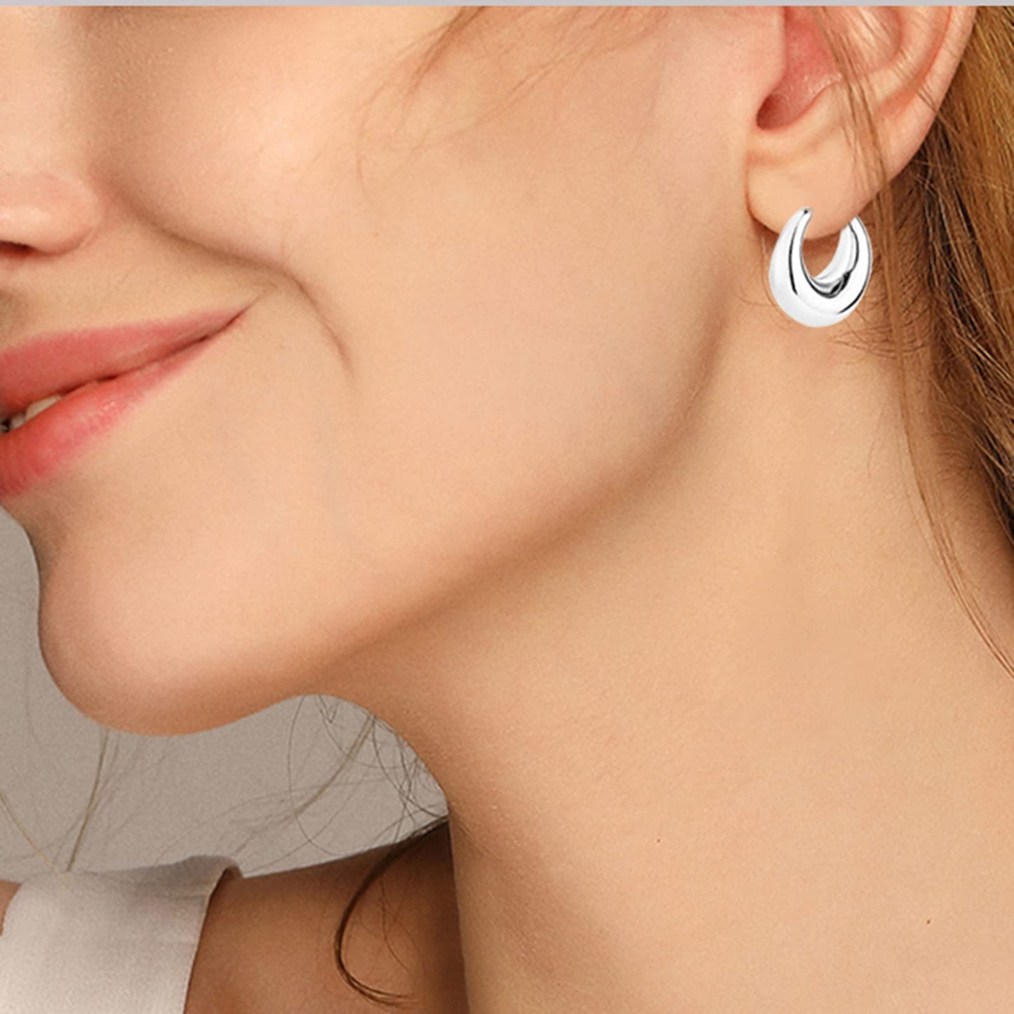 925 Sterling Silver Small Chunky Hoop Earrings for Women, Hypoallergenic Thick Huggie Hoops, Trendy Jewelry Gift