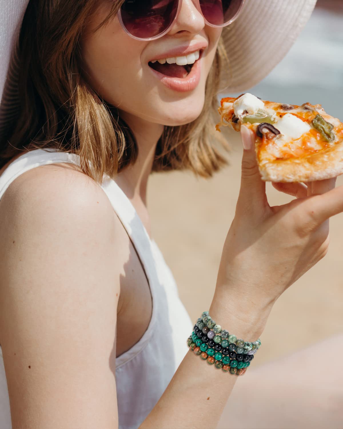 Handmade 6mm Moonstone Gemstone Stretch Bracelet, Crystal Healing Reiki Jewelry for Love and Friendship, Unisex