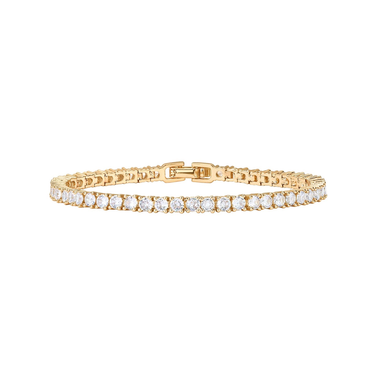 PAVOI 14K Gold Plated Cubic Zirconia Classic Tennis Bracelet | Gold Bracelets for Women | 4mm CZ, Size 6.5-7.5 Inch