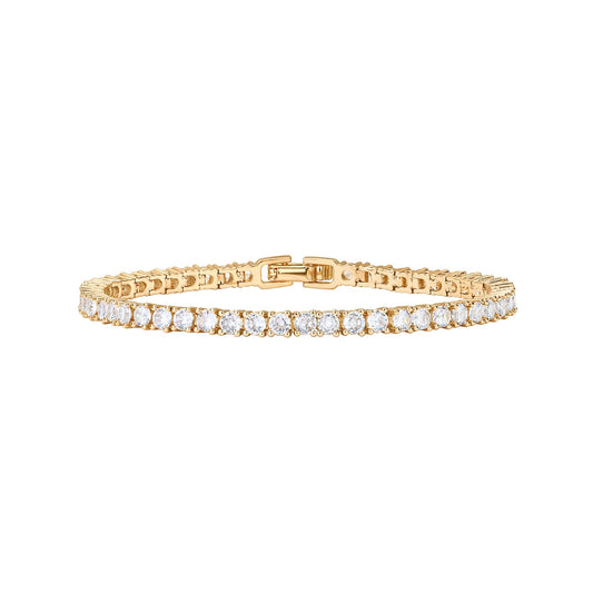 PAVOI 14K Gold Plated Cubic Zirconia Classic Tennis Bracelet | Gold Bracelets for Women | 4mm CZ, Size 6.5-7.5 Inch