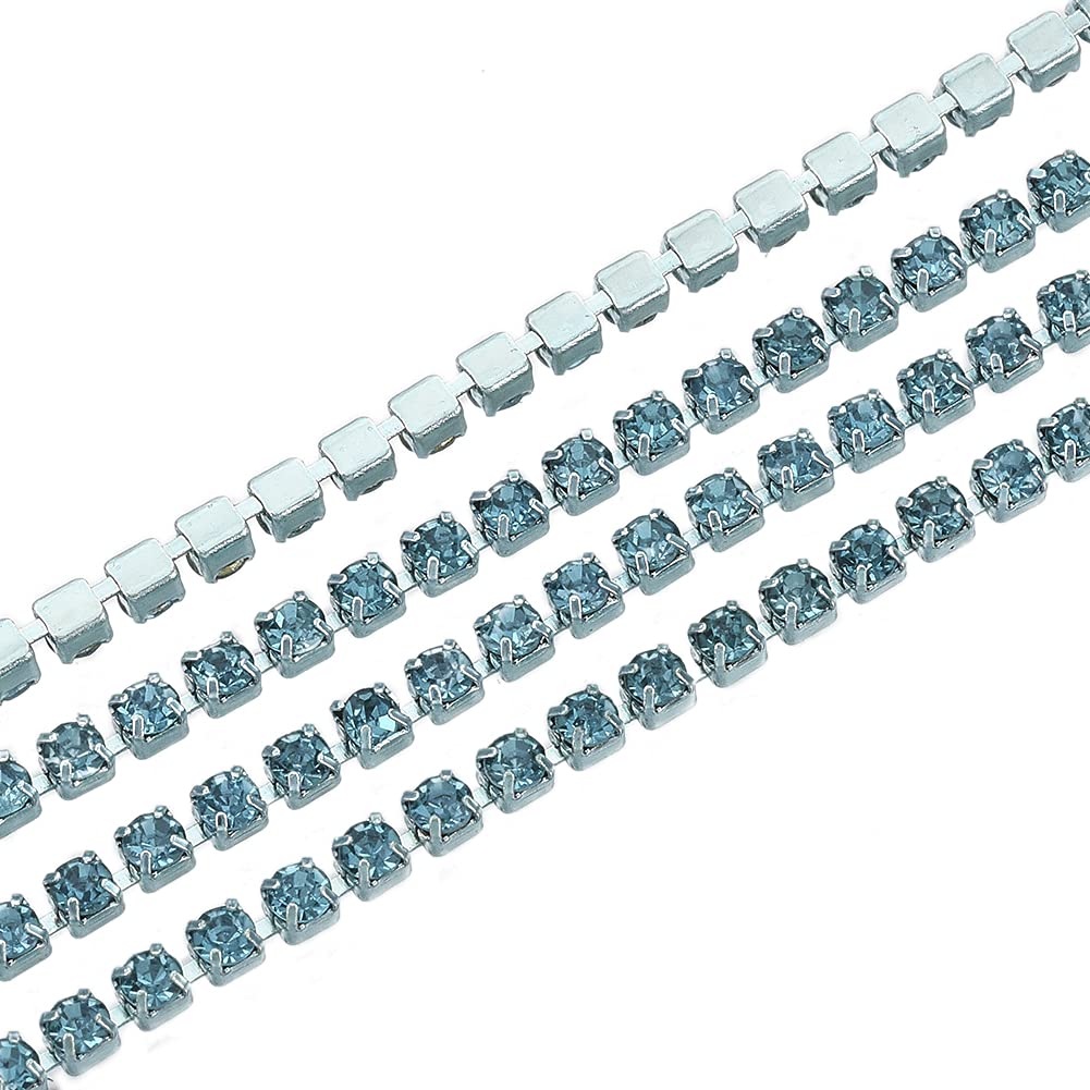 10 Yards 2mm Crystal AB Gold Rhinestone Chain Trim for Sewing, Crafts, Jewelry, Shoes & Wedding Decorations