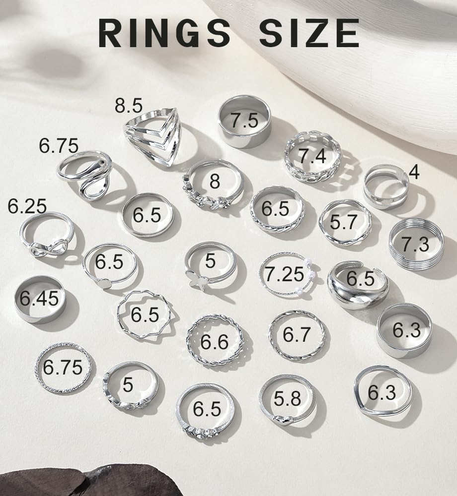 iF YOU 25 Pcs Gold Knuckle Ring Set for Women, Chunky Stackable Finger Midi Rings, Silver Simple Stacking Cute Rings Pack Trendy Stuff Jewelry Gift