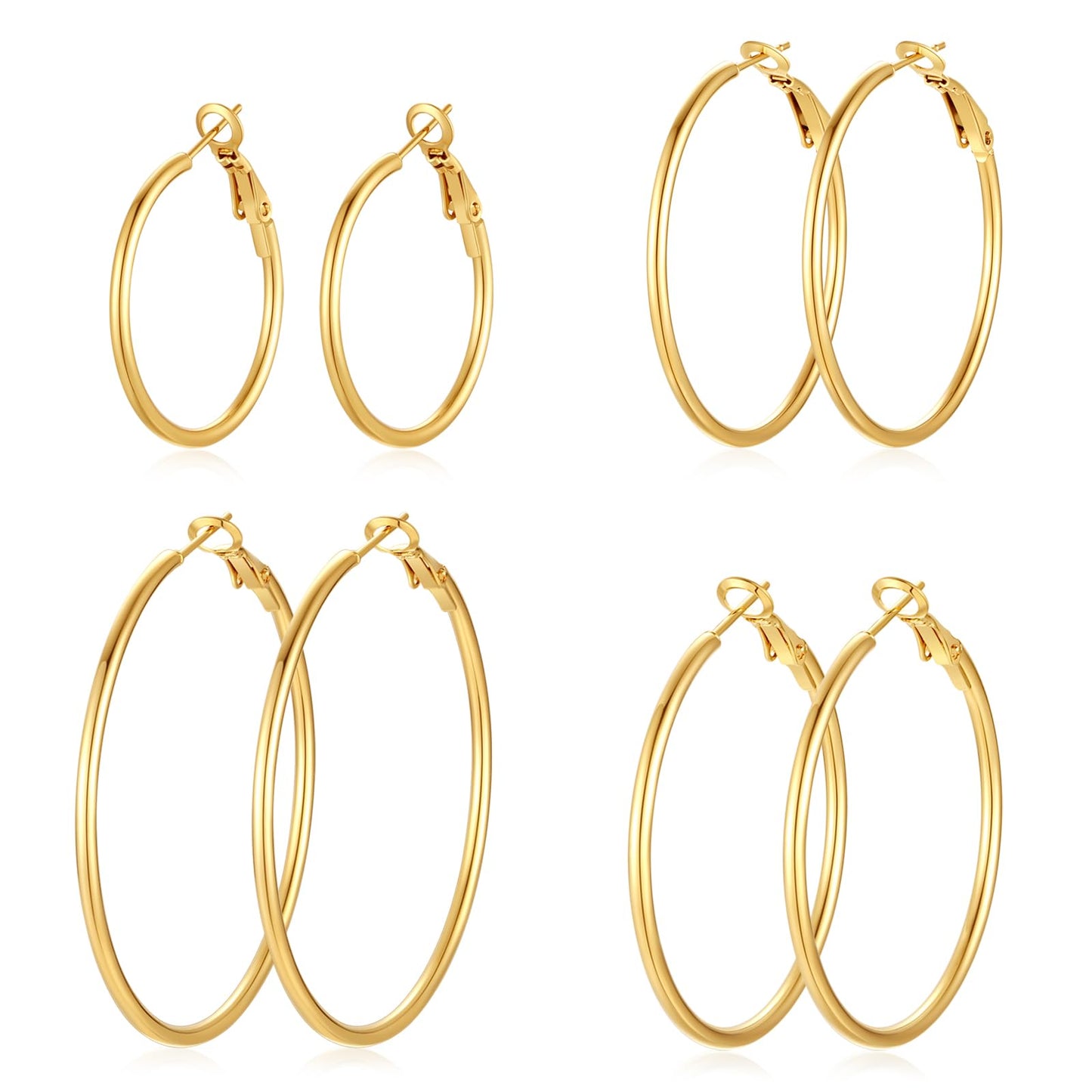 3 Pairs Gold Hoop Earrings Set for Women & Teens, Trendy Chunky & Dainty Huggie Hoops