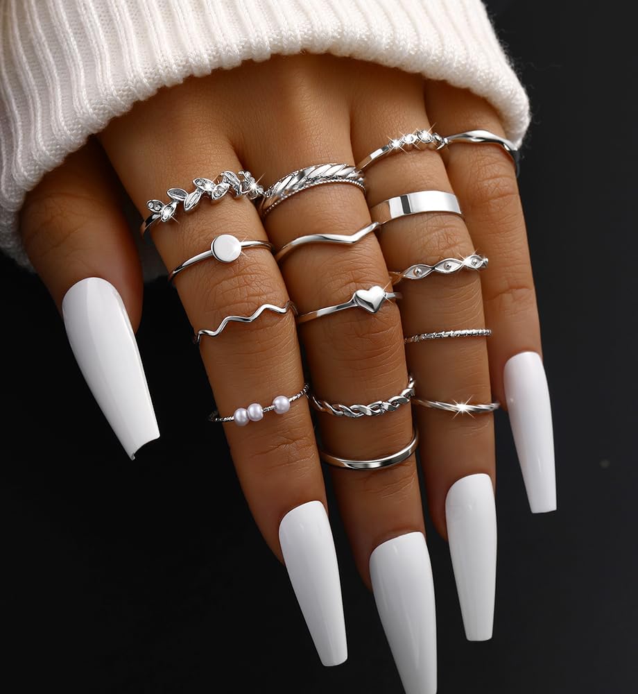 iF YOU 25 Pcs Gold Knuckle Ring Set for Women, Chunky Stackable Finger Midi Rings, Silver Simple Stacking Cute Rings Pack Trendy Stuff Jewelry Gift