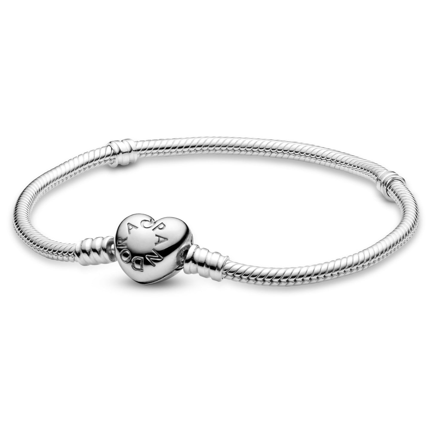 Crystal Pave Heart Charm Stretch Bracelet for Women, Silver Tone