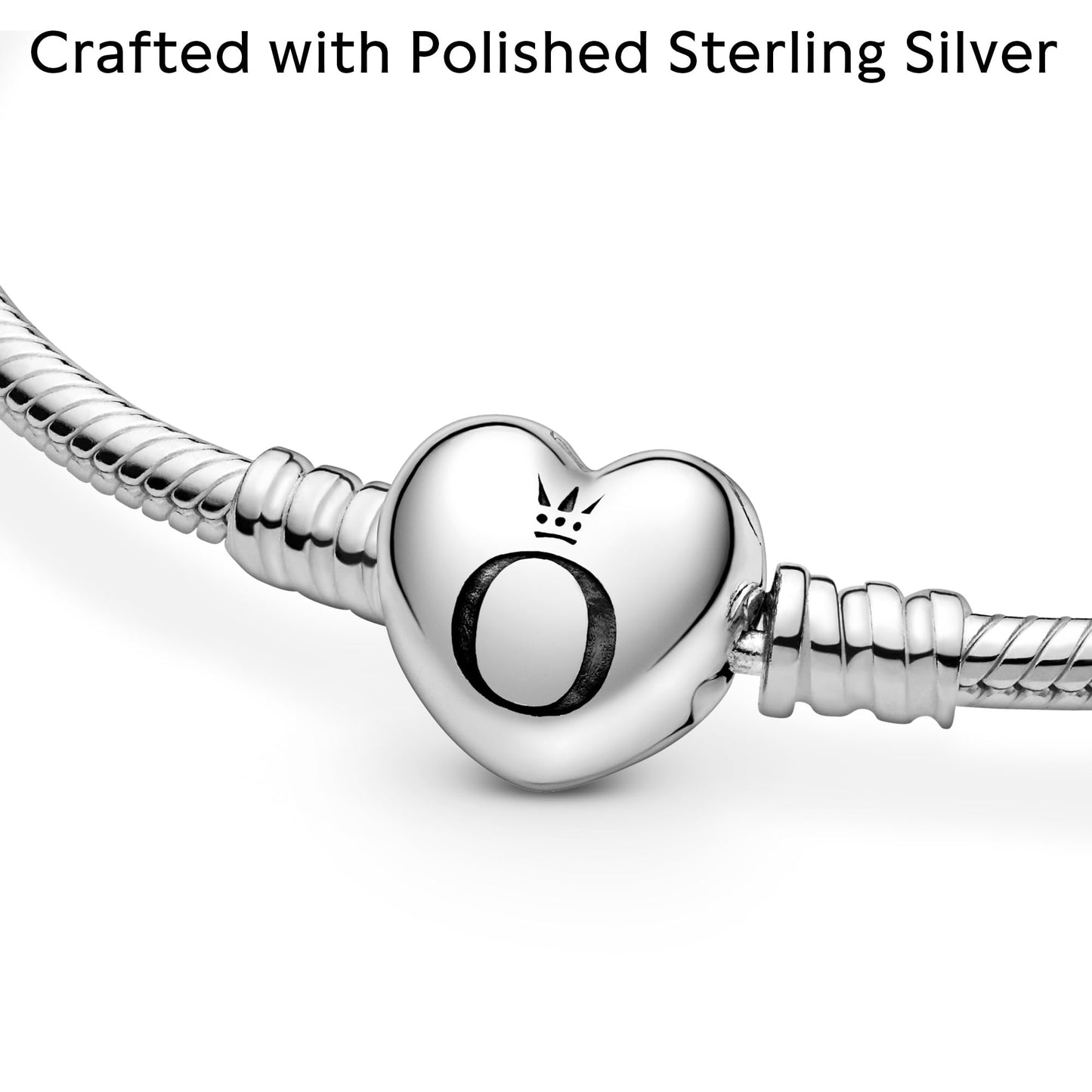 Crystal Pave Heart Charm Stretch Bracelet for Women, Silver Tone