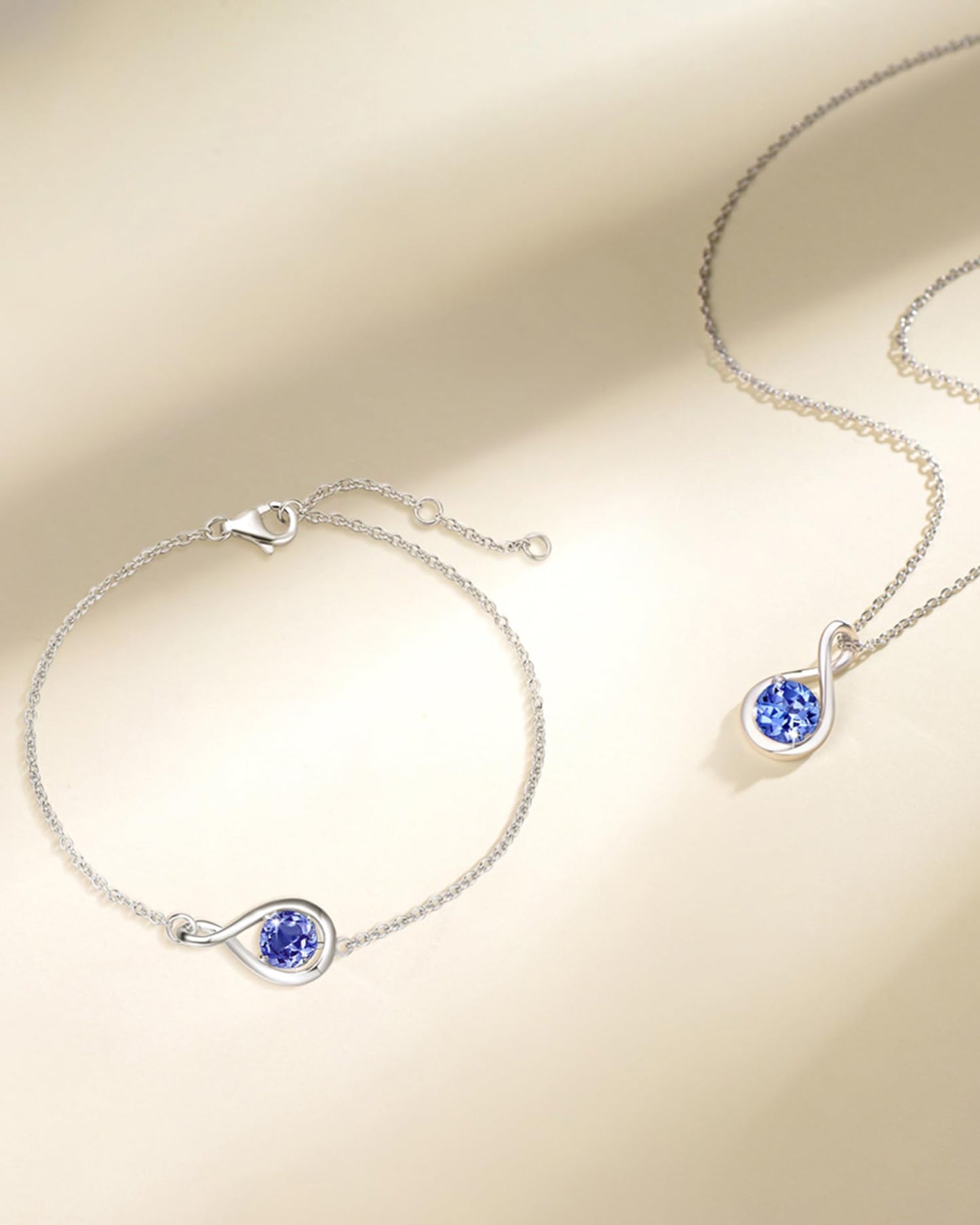 Sterling Silver Birthstone Infinity Pendant Necklace, Dainty 16"+2" Chain, Jewelry Gift for Women and Girls