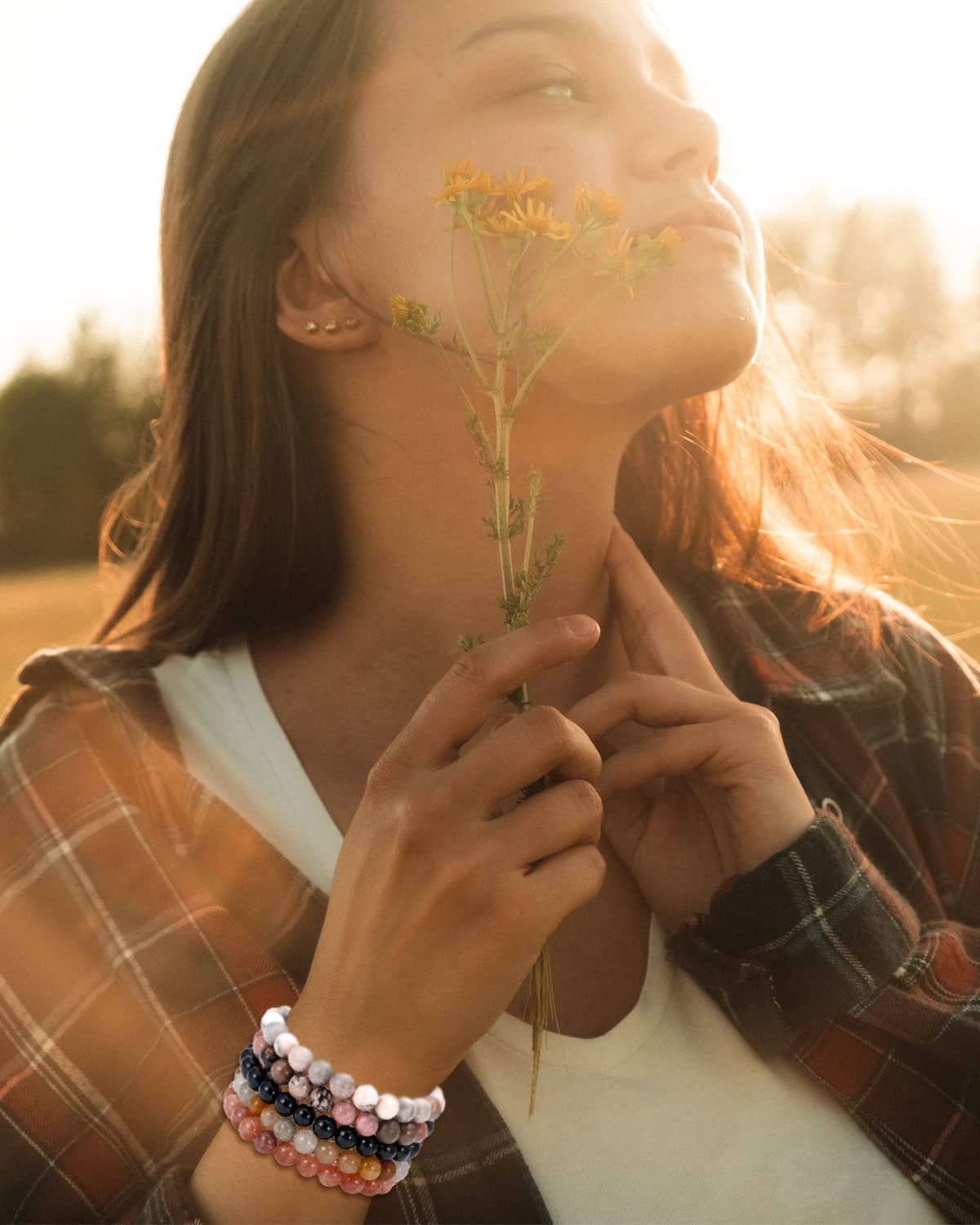 Cherry Tree Collection Gemstone Beaded Bracelets for Women and Men – 6mm Round Beads, Available in Small, Medium, and Large Sizes