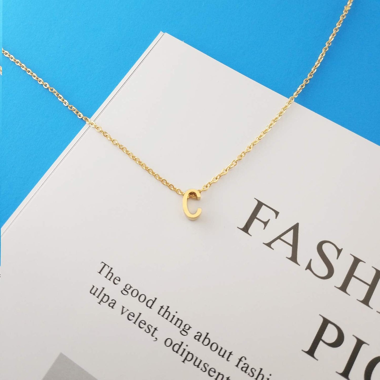 18K Gold Plated Tiny Initial Necklace, Personalized Small Letter Pendant for Women