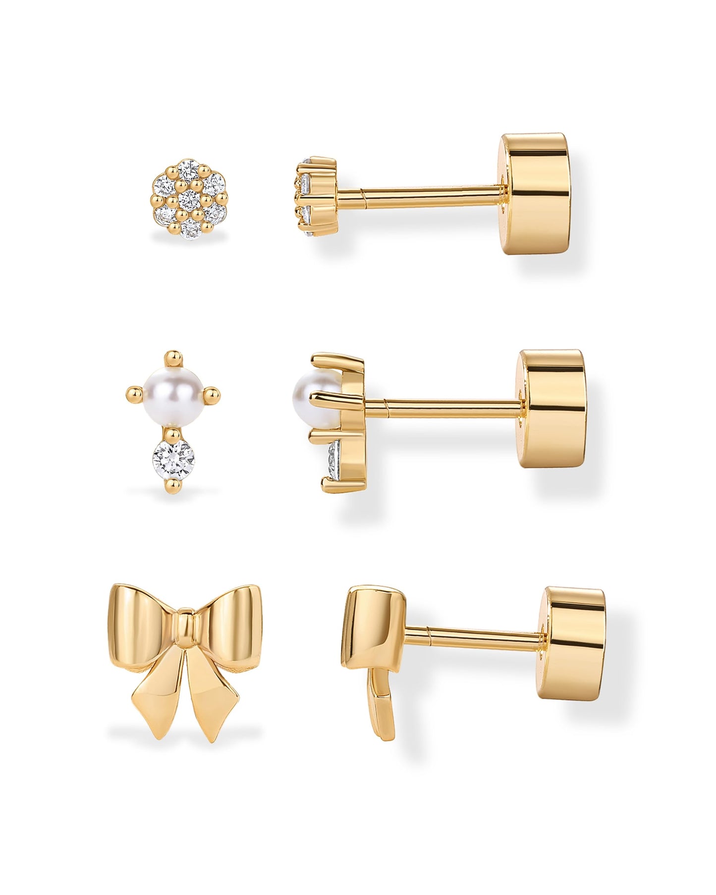 4 Pairs Gold & Silver 14K Gold Plated Hoop Earrings Set for Women, Hypoallergenic Lightweight Dangle Hoops