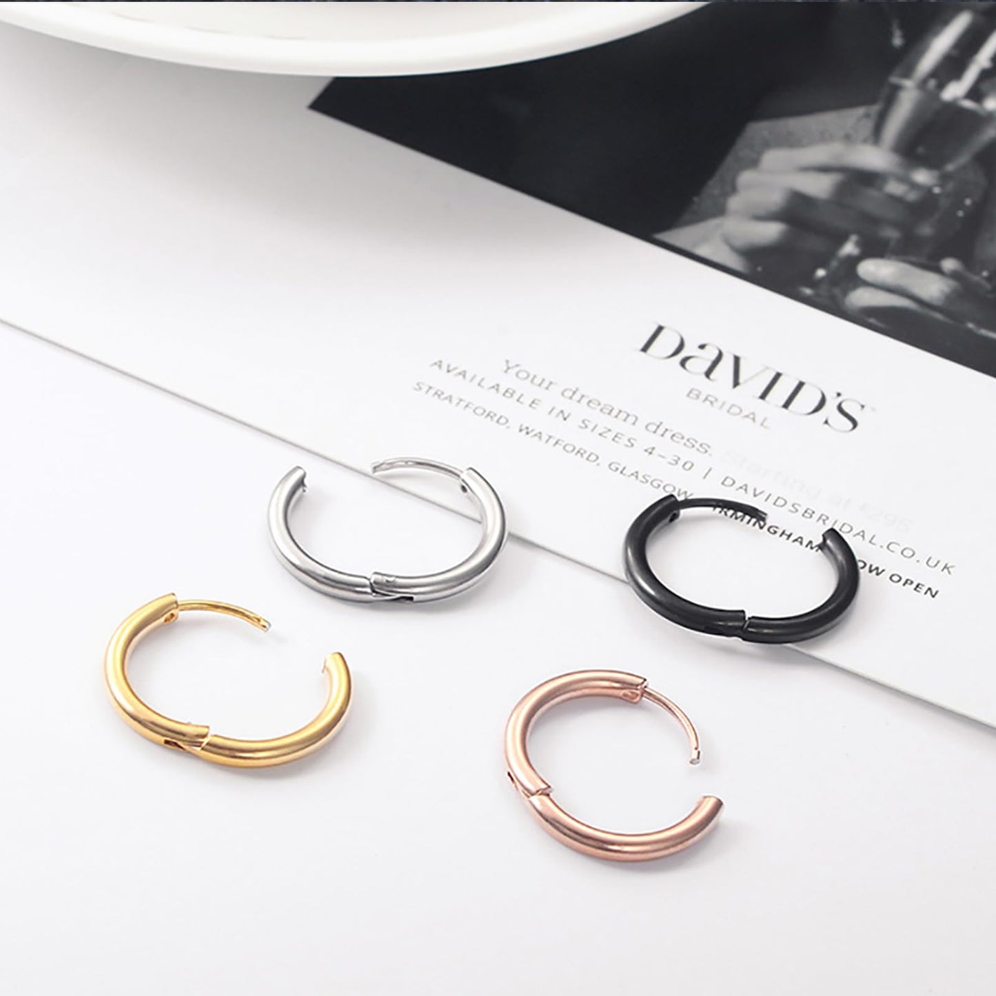 4mm Thick Gold Chunky Hoop Earrings for Women, Sterling Silver Post, Hollow Tube, Hypoallergenic Lightweight Hoops 20-60mm