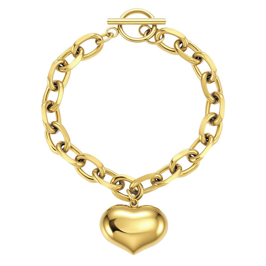 Sterling Silver Heart Clasp Snake Chain Bracelet, Compatible with Moments Charms, Gift for Her with Box