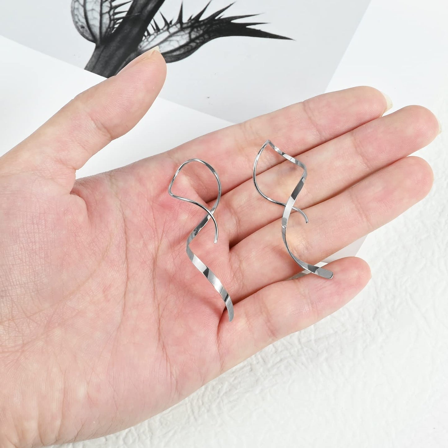 925 Sterling Silver Hoop Earrings with 7.5-8mm White Freshwater Cultured Pearl Dangle for Women