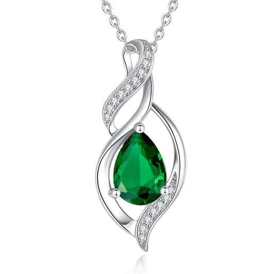 S925 Sterling Silver Birthstone Teardrop Necklace, Infinity Love Pendant, 16"+2" Gift for Women, Girls, and Mom