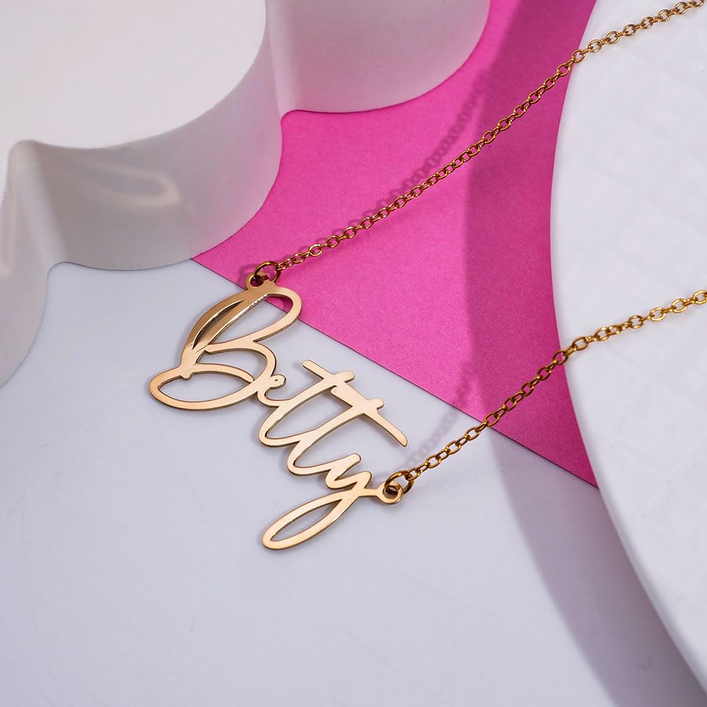 Personalized Name Necklace for Women, Custom Sterling Silver or Gold Pendant, Customized with Any Name or Word