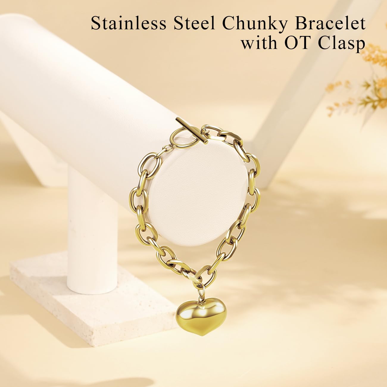 Sterling Silver Heart Clasp Snake Chain Bracelet, Compatible with Moments Charms, Gift for Her with Box