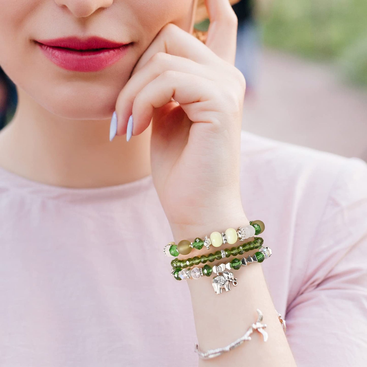 Handmade 6mm Semi-Precious Gemstone Round Bead Stretch Bracelet, 7" Unisex