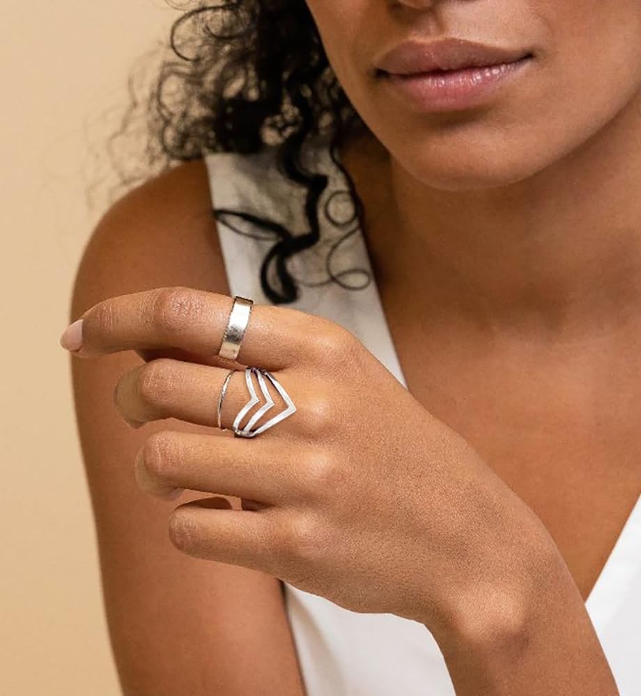 iF YOU 25 Pcs Gold Knuckle Ring Set for Women, Chunky Stackable Finger Midi Rings, Silver Simple Stacking Cute Rings Pack Trendy Stuff Jewelry Gift