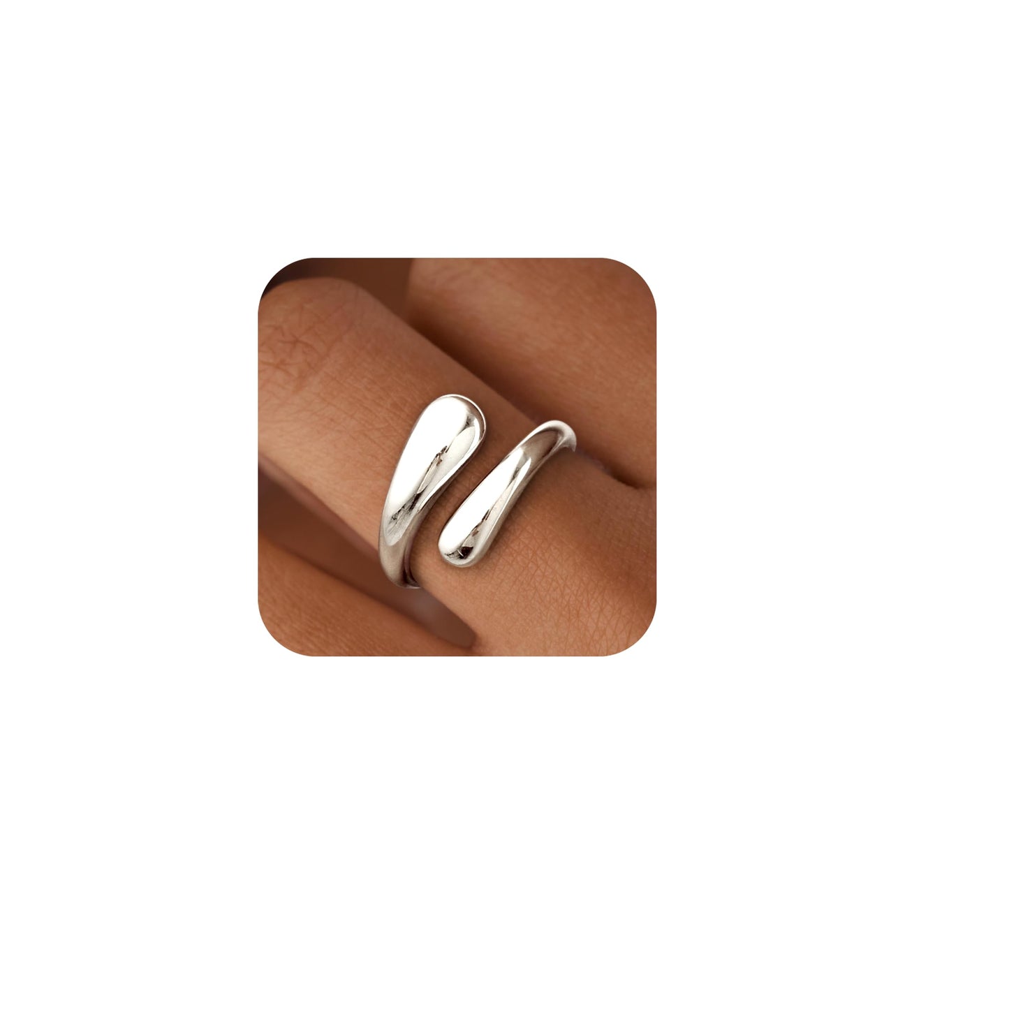 Non Tarnish Gold Chunky Rings for Women, Adjustable Dome Statement Rings, Stacking Silver Eternity Wedding Bands, Mixed Metal Jewelry Size 3-13