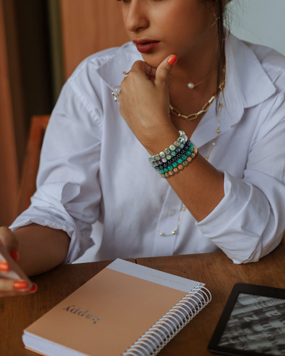 Handmade 6mm Moonstone Gemstone Stretch Bracelet, Crystal Healing Reiki Jewelry for Love and Friendship, Unisex